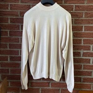 Baracuta Mens Sweater Silk/Cotton Mock Neck Tan Beige Minimalist
Pullover L